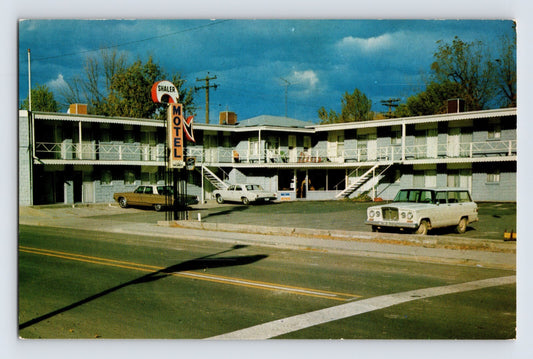Rifle Colorado Shaler Motel jeep wagoneer roadside motor court 1960s chrome postcard