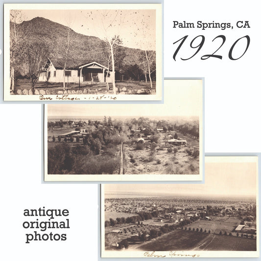 Palm Springs California 1920s Antique Photo Trio (3) - 5.5 x 3.5