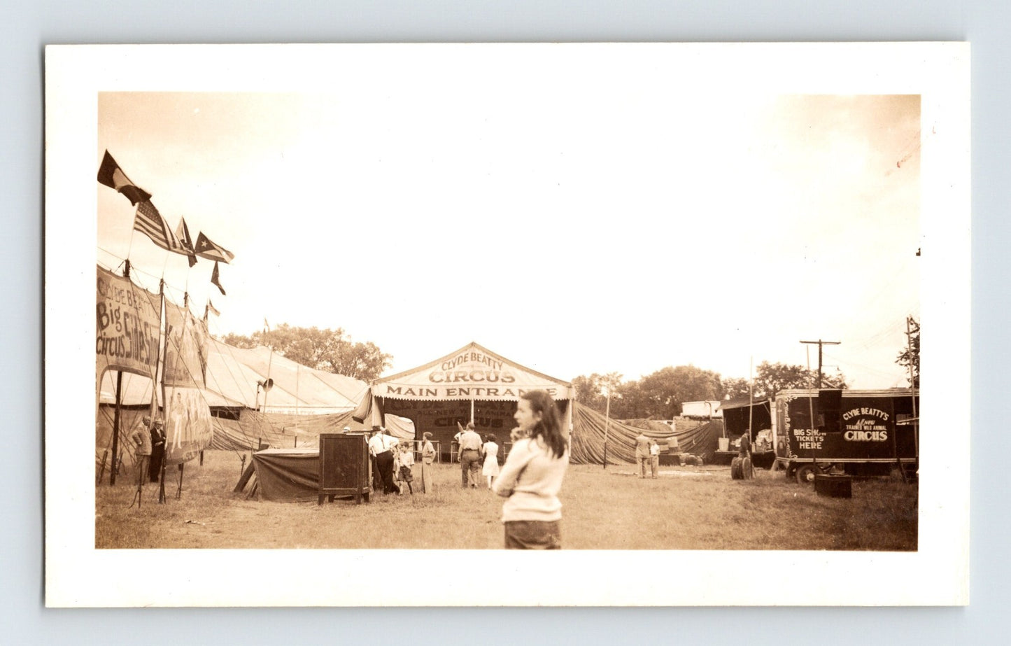 Clyde Beatty Circus main entrance big top 1940s vintage photo