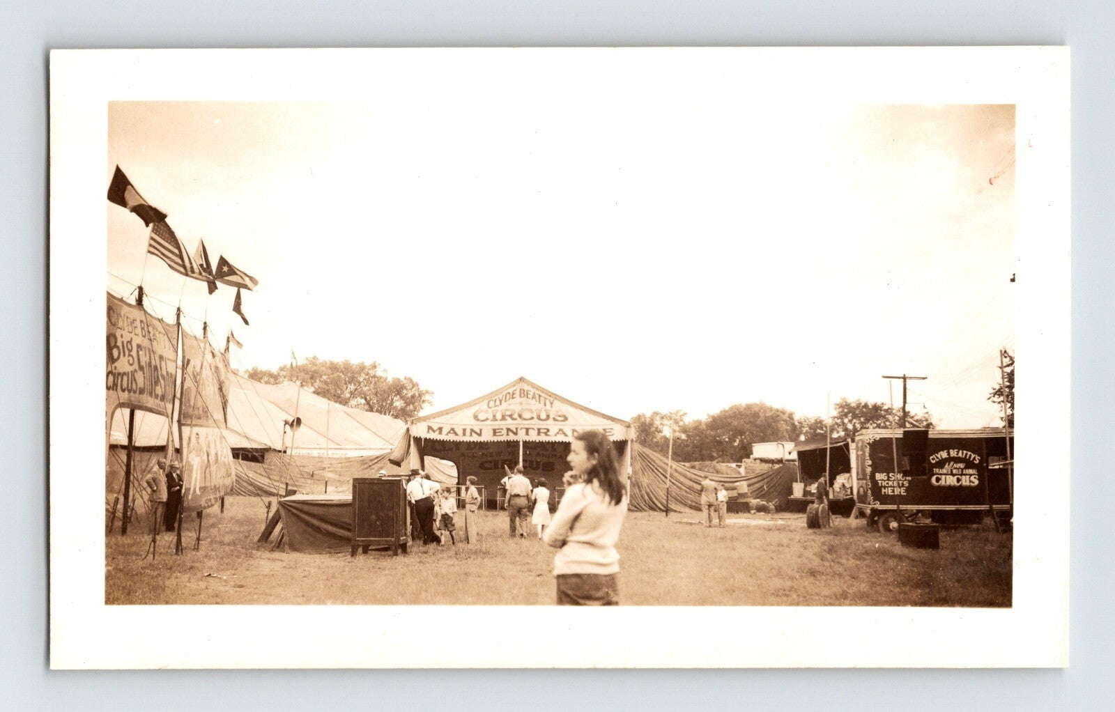 Clyde Beatty Circus main entrance big top 1940s vintage photo