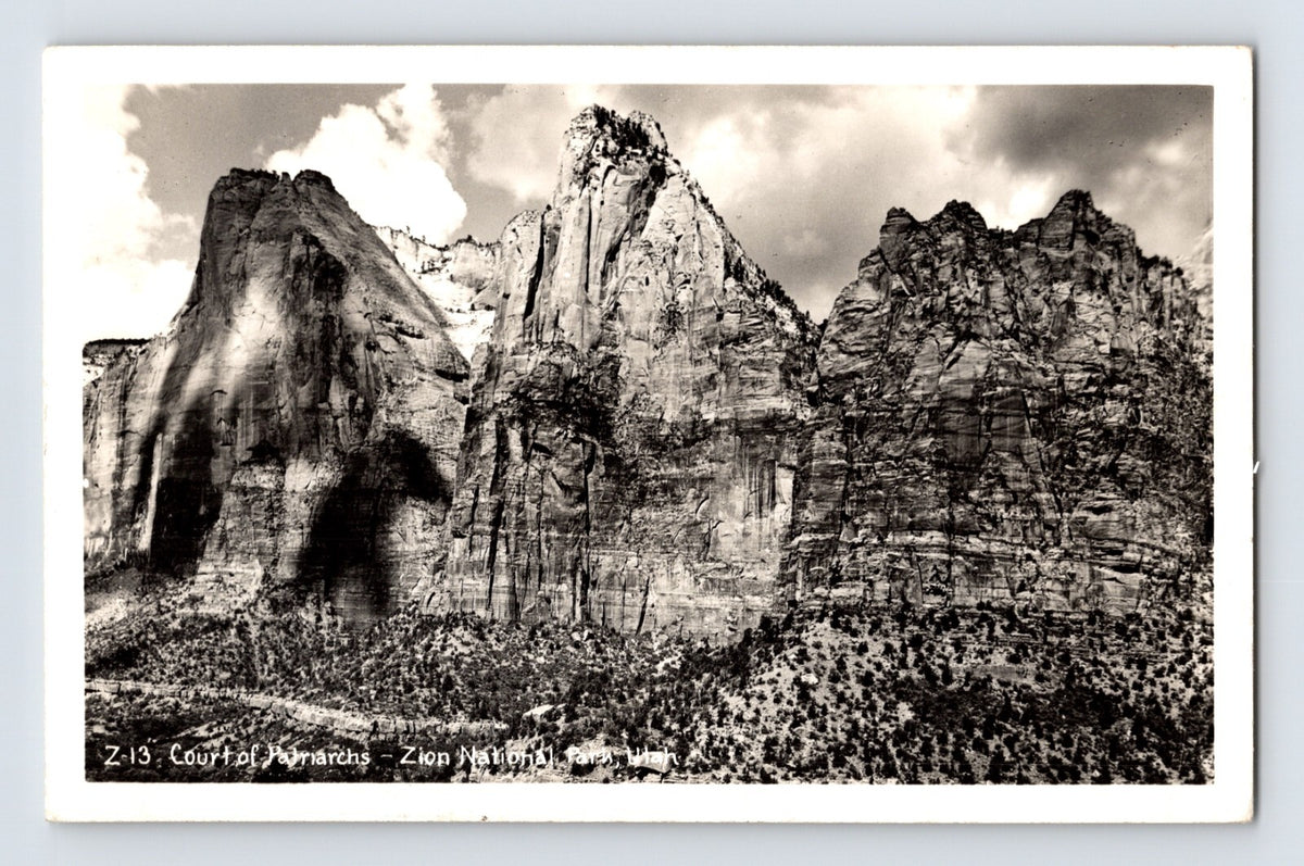 1940s RPPC Zion National Park Court of the Patriarchs Utah EKC real photo postcard unposted