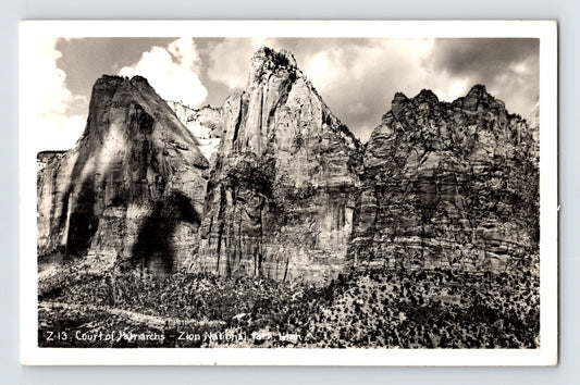 1940s RPPC Zion National Park Court of the Patriarchs Utah EKC real photo postcard unposted