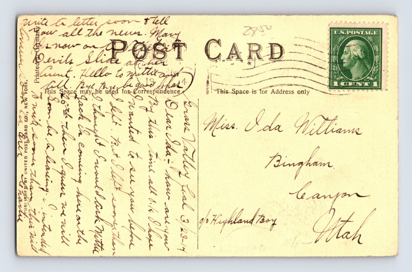 Grass Valley California High School 1914 Postcard Posted Divided Back