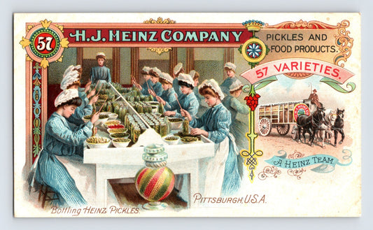 Heinz pickles bottling line women workers Pittsburgh factory 57 varieties postcard