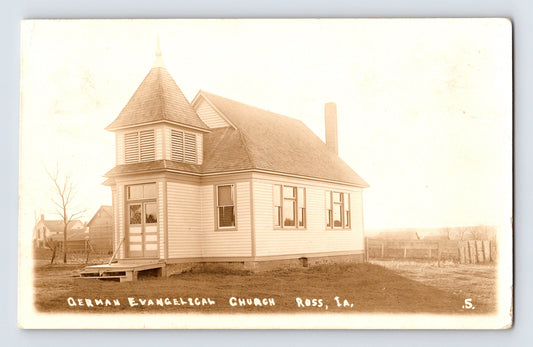 German Evangelical Church Ross Iowa 1912 real photo postcard
