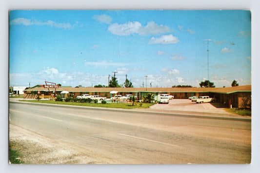 Port Lavaca Texas Surf Motel roadside motor court cars parking lot 1970 chrome postcard
