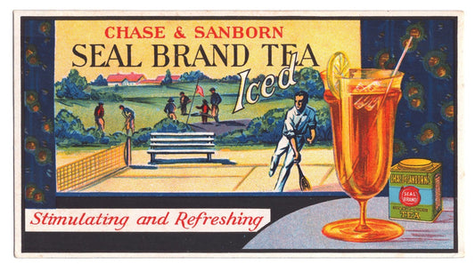 Chase & Sanborn 1930s Iced Tea Ad Blotter Tennis Scene 3.5 x 6
