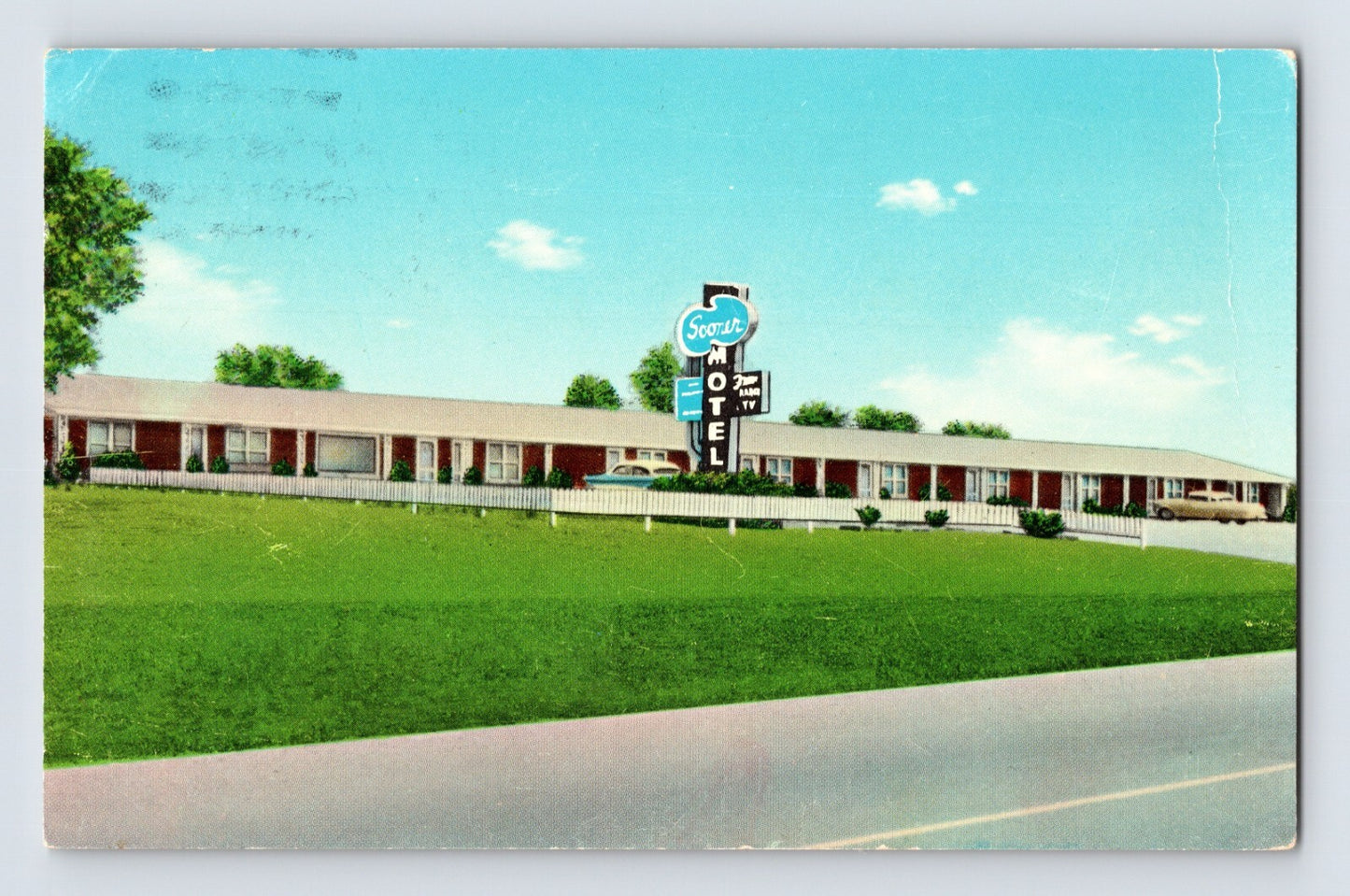 Van Buren Arkansas Sooner Motel roadside motor court sign 1960s postcard