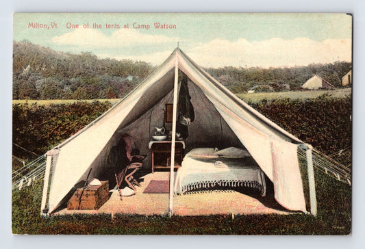 Milton Vermont Camp Watson Tent Champlain 1910s Postcard Unposted Divided Back