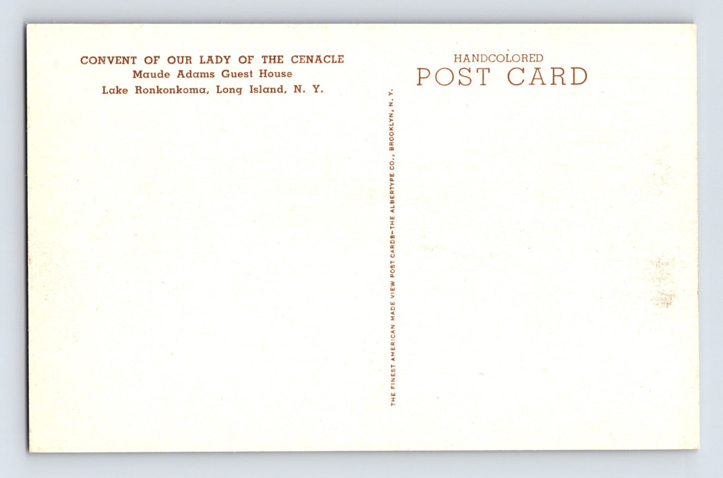 Lake Ronkonkoma Long Island New York Lady Cenacle Convent 1930s Postcard