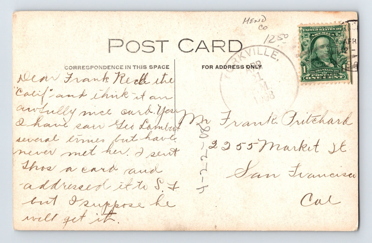 Yorkville California Portrait Fishing Story 1908 RPPC Postcard Posted