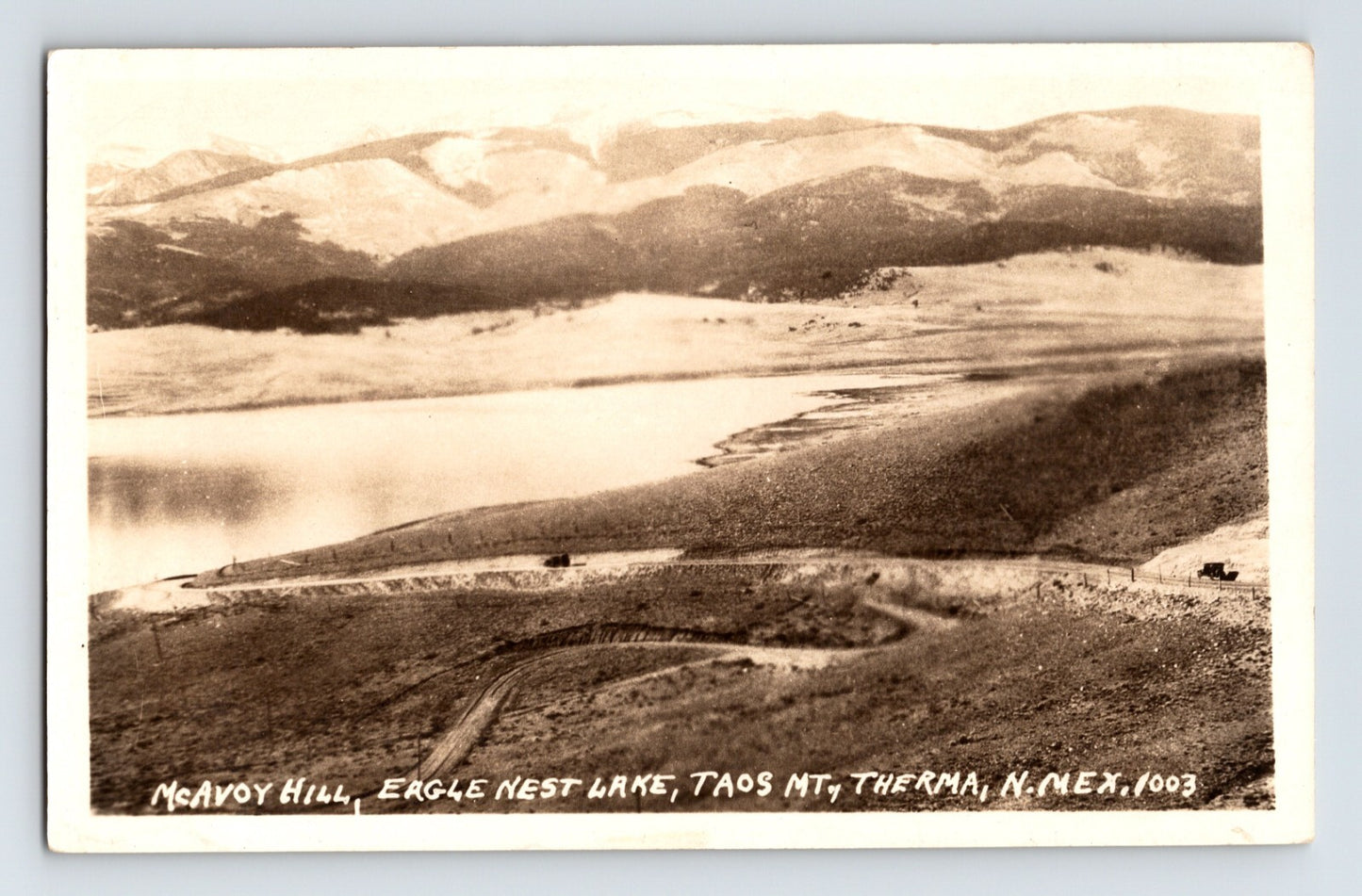 Taos New Mexico Eagle Nest Lake McAvoy Hill RPPC postcard