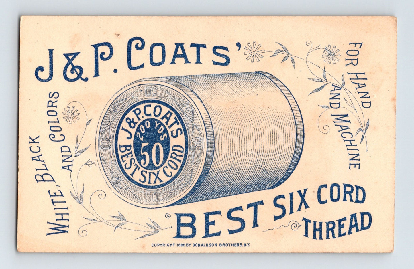 J P Coats Child Winter Coat Muff Thread Victorian 1890s Trade Card 4.5 x 2.75