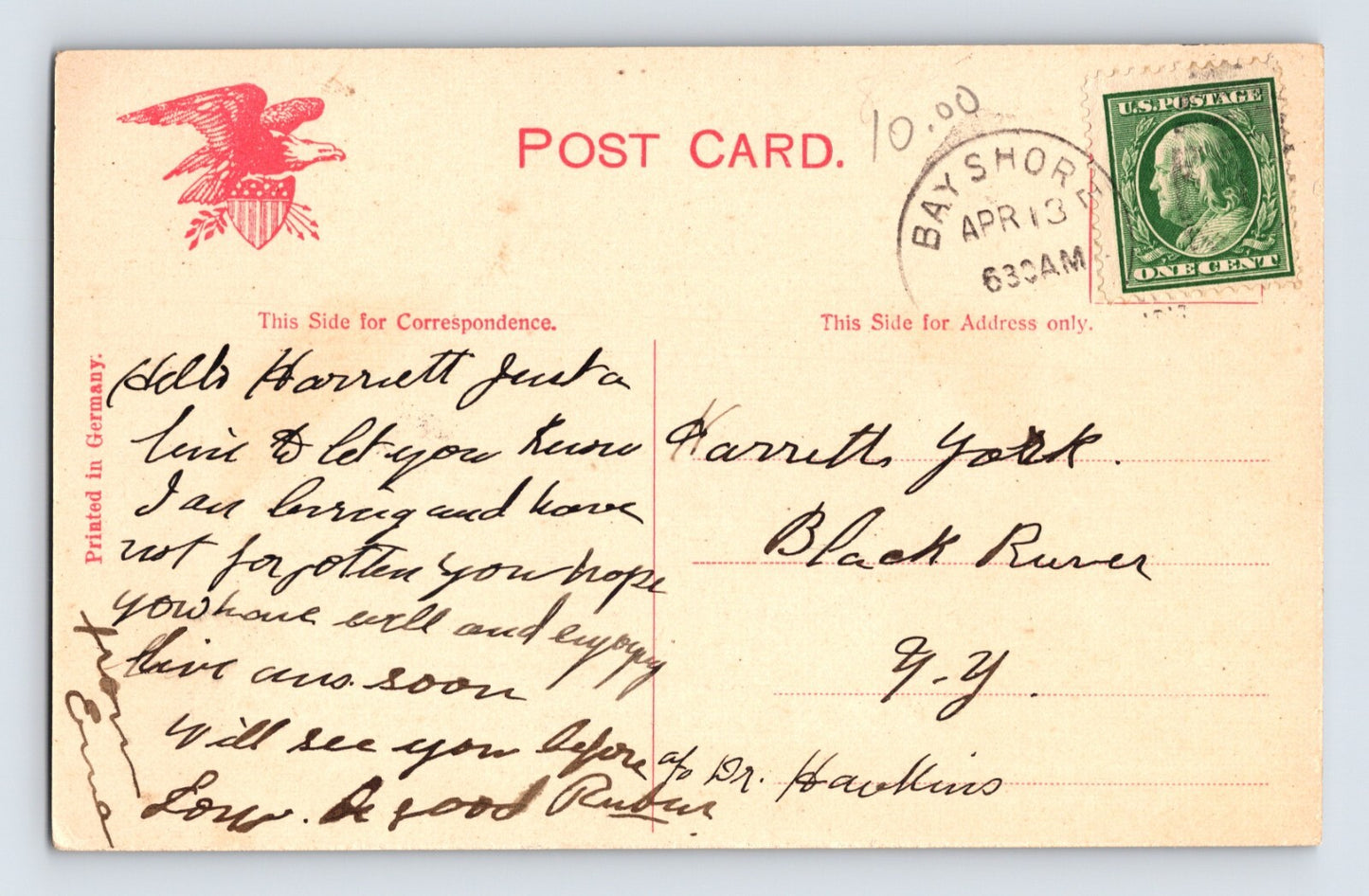 Bay Shore New York Long Island Methodist Church 1910s Postcard Posted Divided