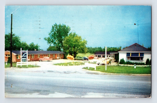 Waukegan Illinois Slumberland Motel roadside motor court 1950s cars neon sign chrome postcard
