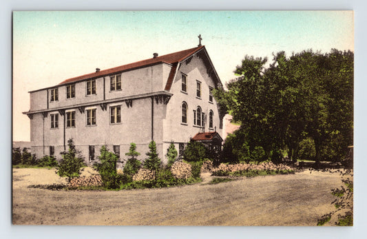 Amityville Long Island New York Queen Rosary Hall Albertype building 1930s postcard religious institution grounds