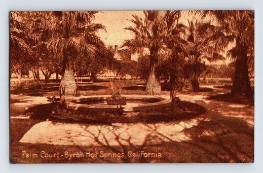 Byron Hot Springs California Palm Court Resort Hotel 1914 Postcard Posted