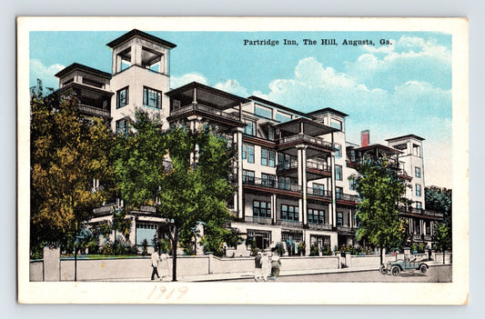 Augusta Georgia Partridge Inn Hotel Hill 1930s Postcard Unposted White Border