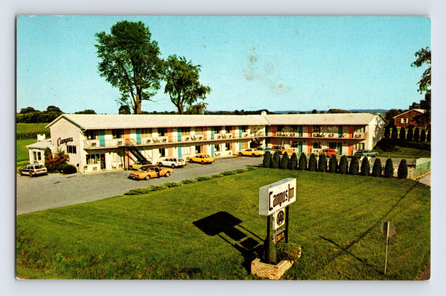 Kutztown Pennsylvania Campus Motor Inn roadside motel aerial view postcard