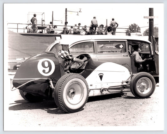 Jack McLaughlin stock car number 9 Reading Pennsylvania 1955 racing photo pit scene