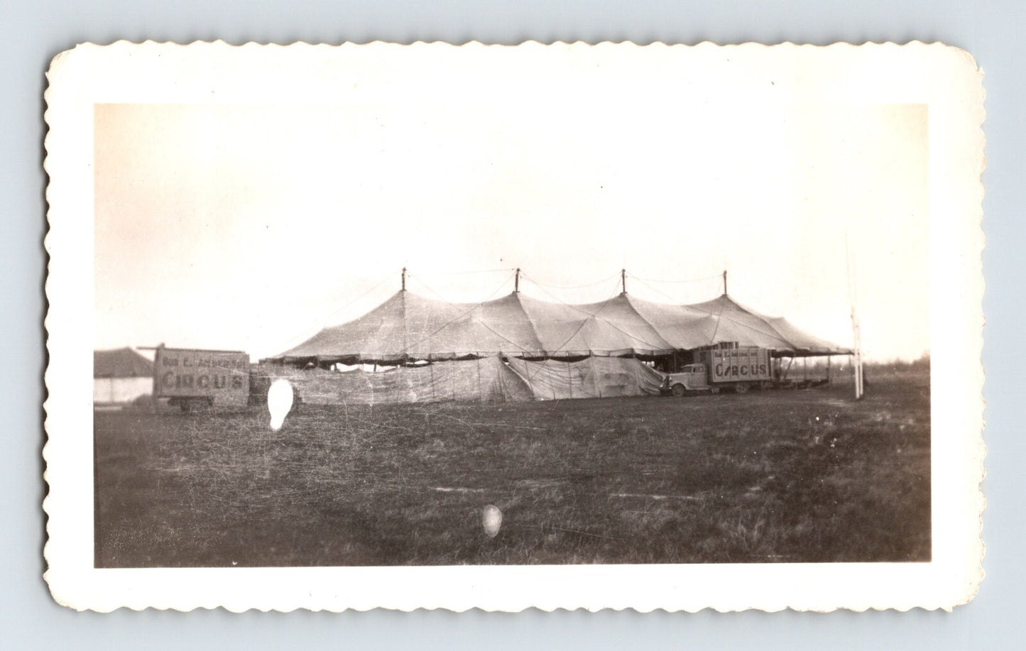 Bud Anderson Circus 1945 big top tent disassembly field vintage photo 3 x 4.5