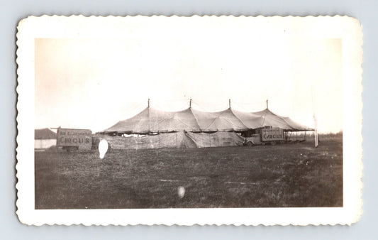 Bud Anderson Circus 1945 big top tent disassembly field vintage photo 3 x 4.5
