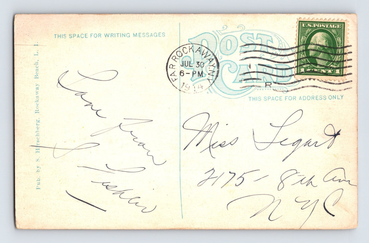 Rockaway Long Island New York Far Club Building 1914 Postcard Posted Divided