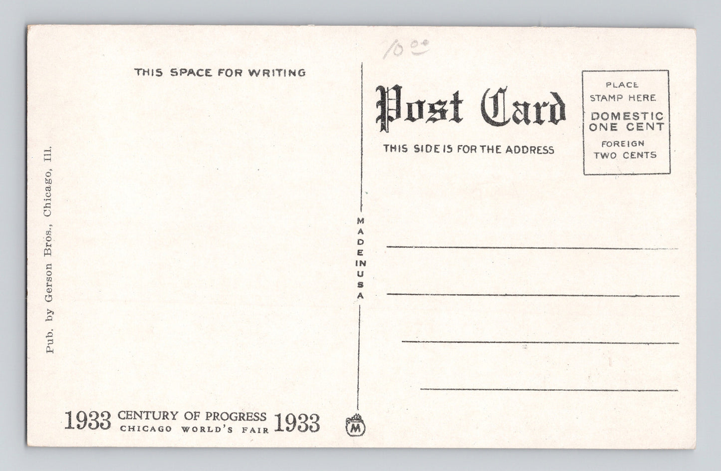 Chicago Illinois Worlds Fair Midway Roller Coaster 1934 Postcard Unposted