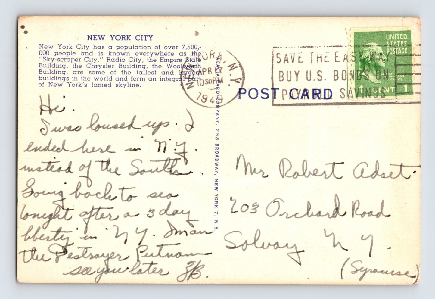 New York City Yankee Stadium Aerial 1949 Postcard Posted Linen