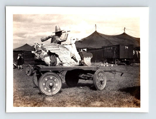 Cole Bros Circus 1946 Wichita Kansas Mother Goose swan ride wagon with circus tents in background