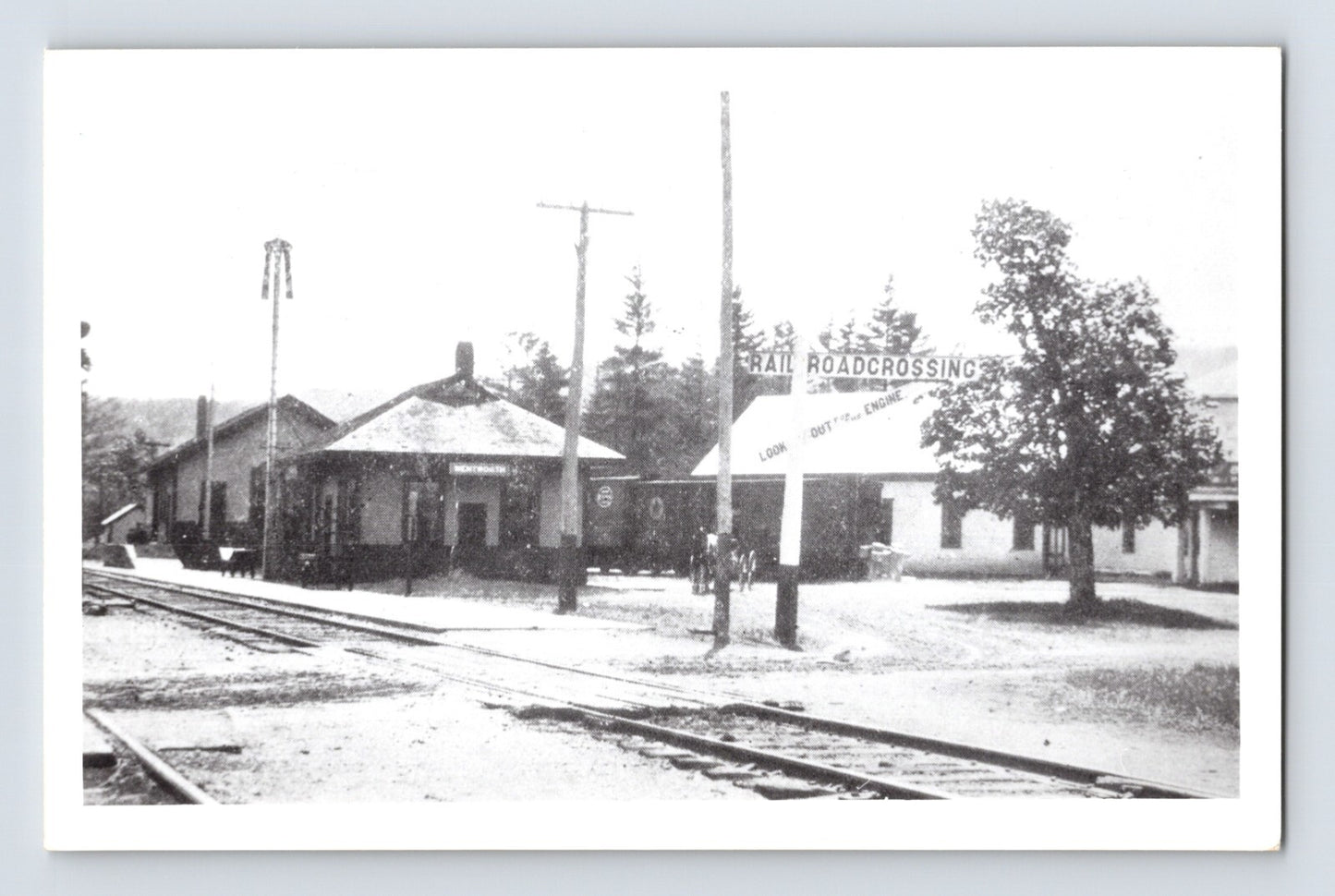 Wentworth New Hampshire railroad depot train station tracks 1950s RPPC