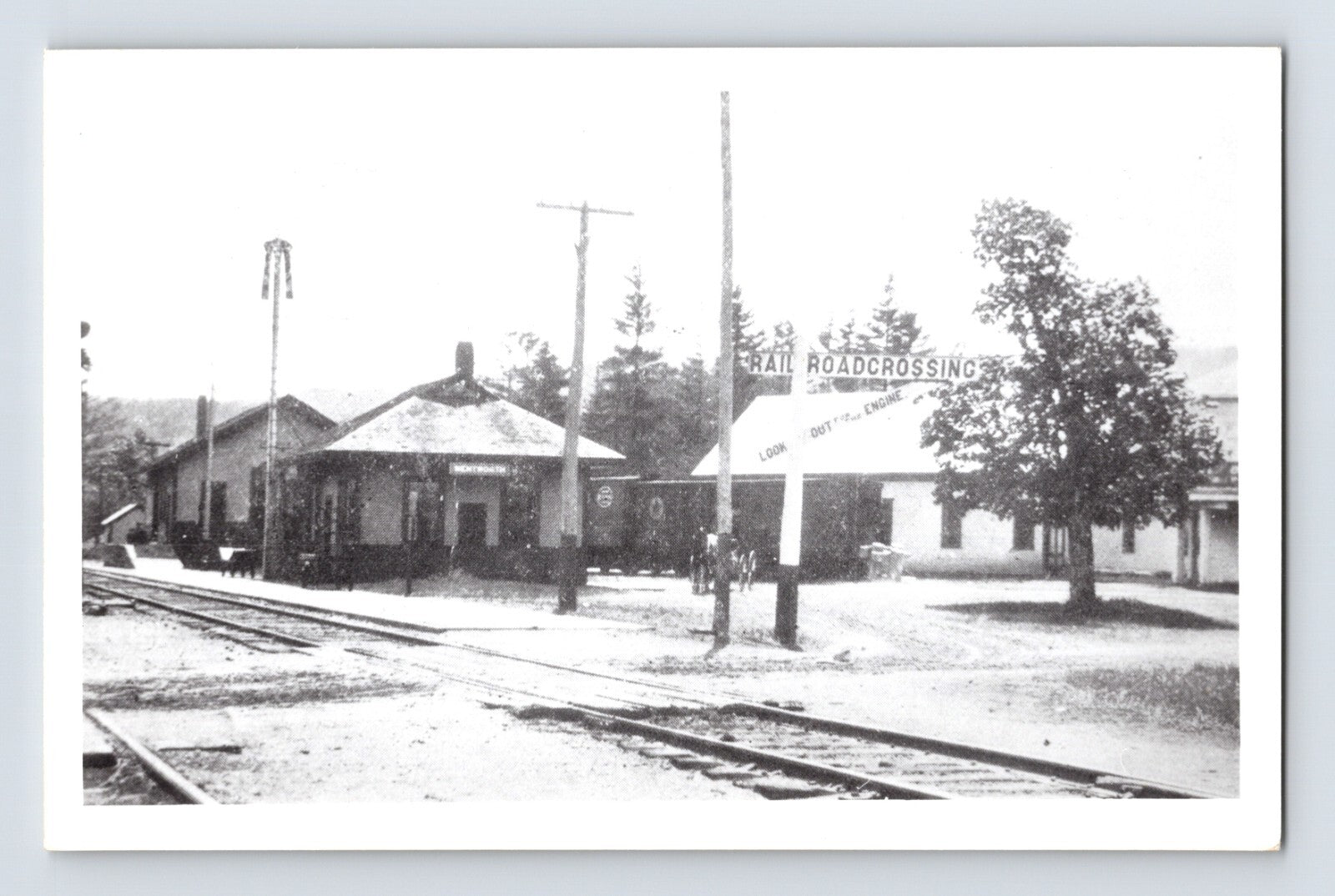 Wentworth New Hampshire railroad depot train station tracks 1950s RPPC