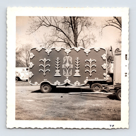 King Bros Circus 1956 ornate wagon decorative panel trailer side view photo