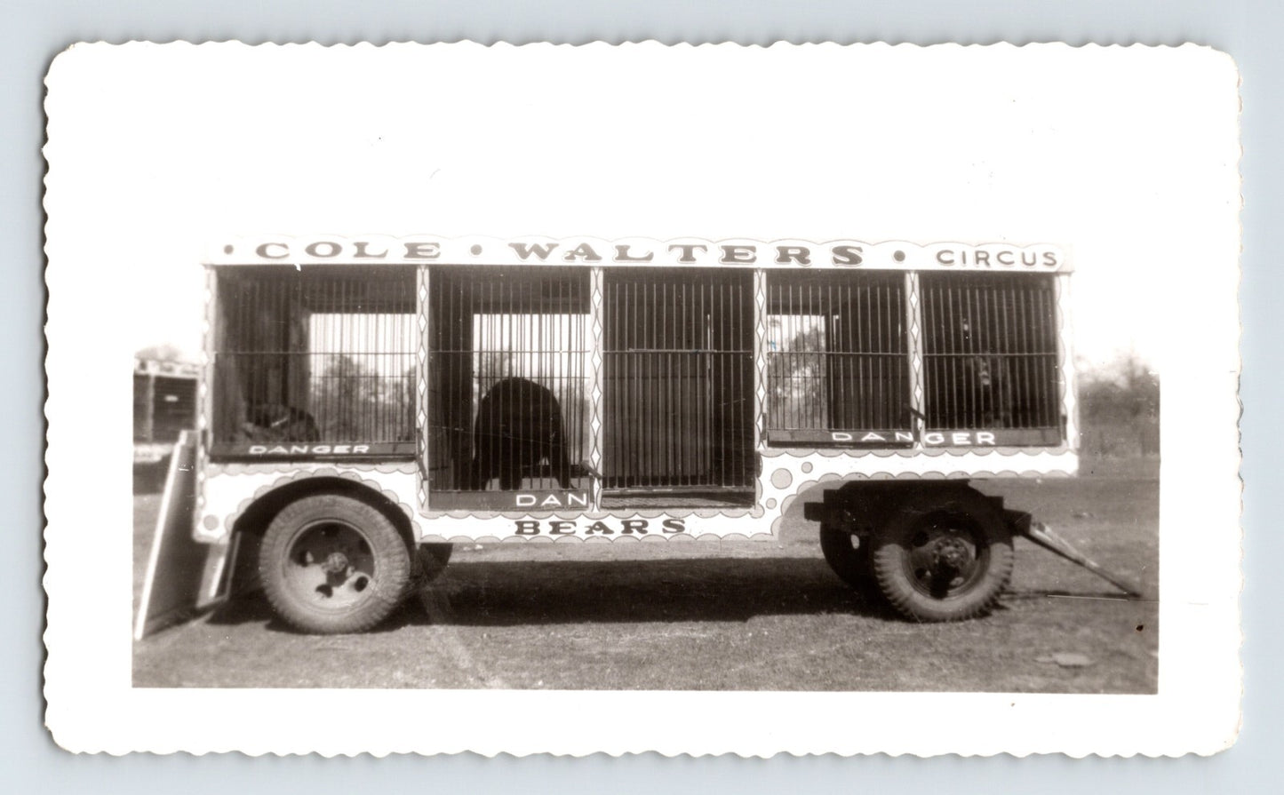 Cole Walter Circus 1953 bear cage den trailer Hugo Oklahoma vintage photo animal transport wagon