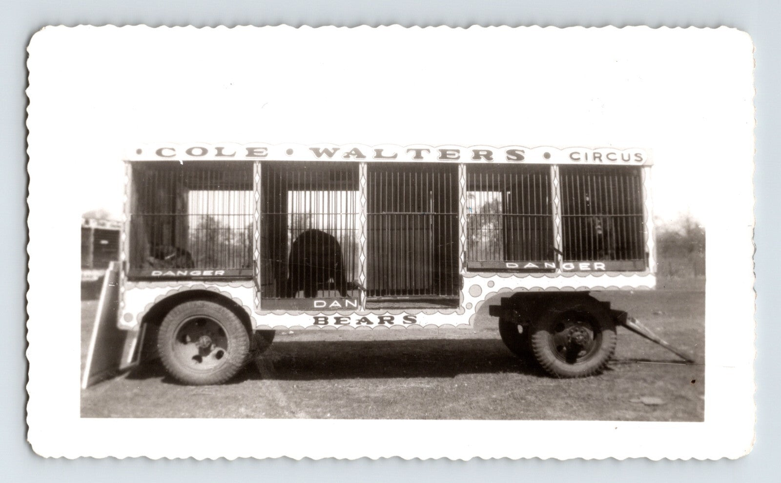 Cole Walter Circus 1953 bear cage den trailer Hugo Oklahoma vintage photo animal transport wagon