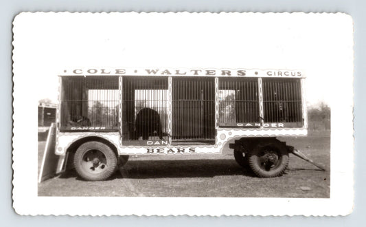 Cole Walter Circus 1953 bear cage den trailer Hugo Oklahoma vintage photo animal transport wagon