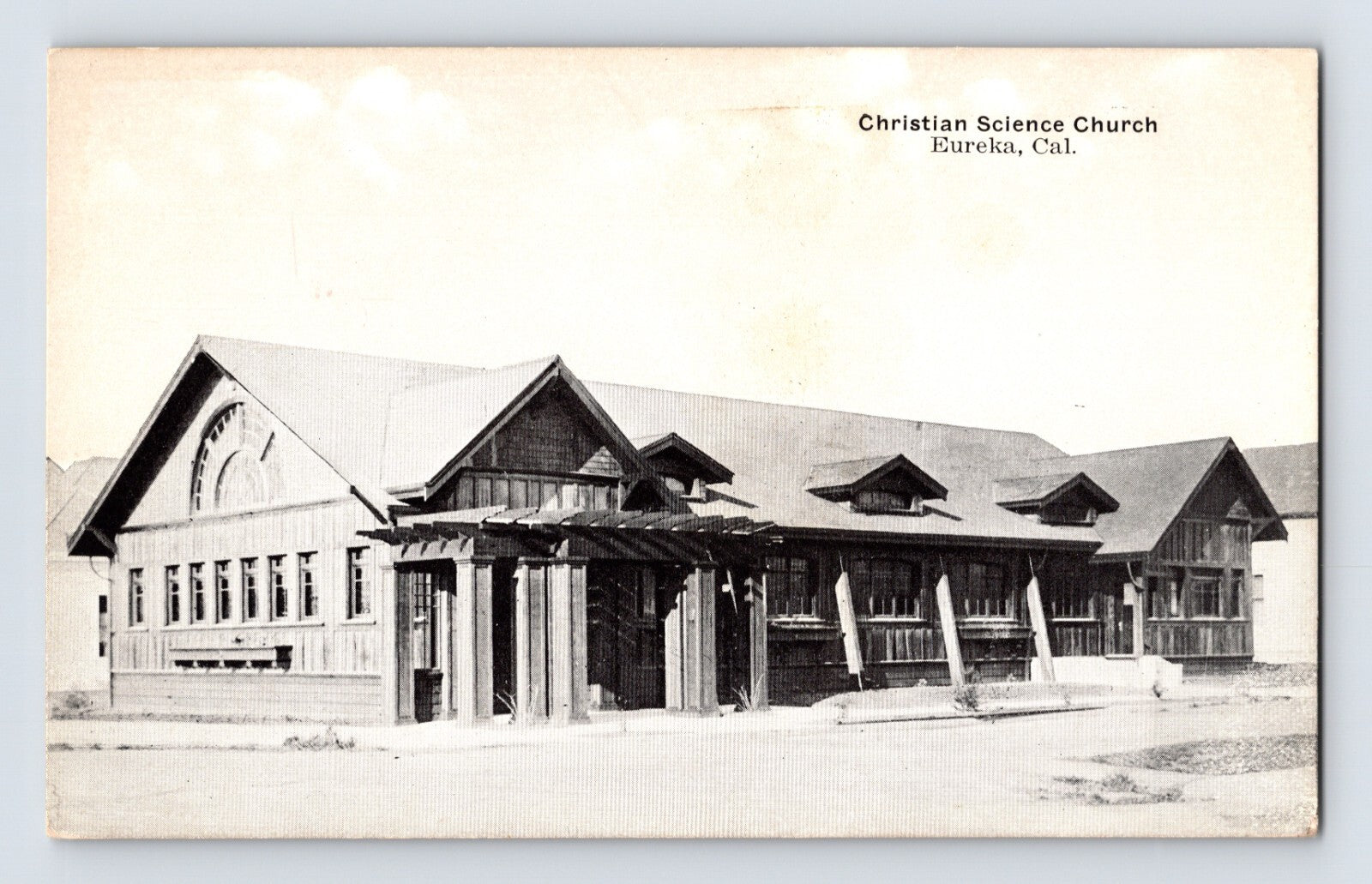 Eureka California Christian Science Church 1910s building wood architecture porch columns postcard