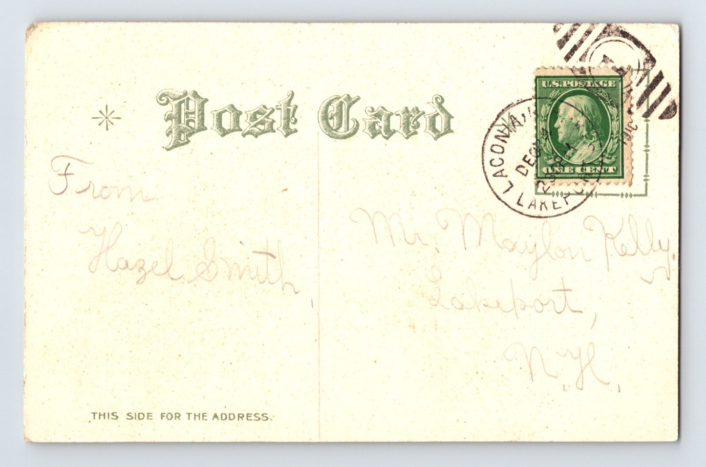 Christmas Santa Yellow Robe Little Girl Reindeer Sleigh 1910 Postcard Posted Divided Back