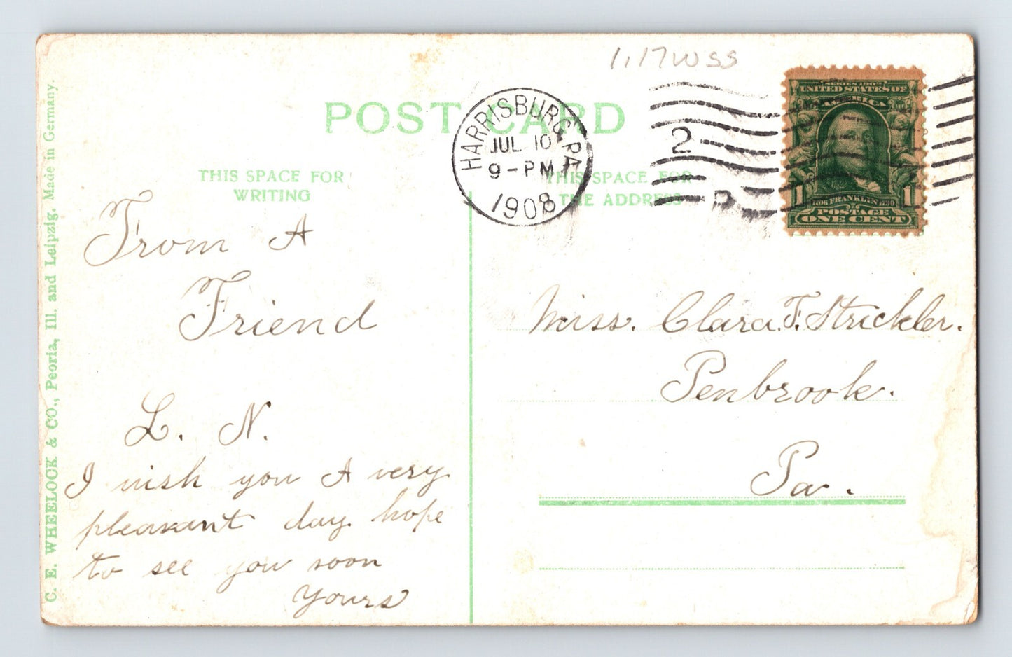 Altoona Pennsylvania Railroad Train Round House 1908 Postcard Posted Divided