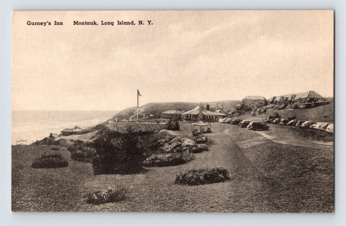 Montauk Long Island New York Gurneys Inn coastal view 1930s Albertype postcard