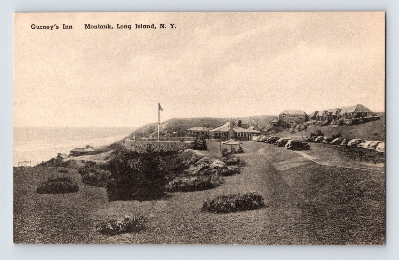 Montauk Long Island New York Gurneys Inn coastal view 1930s Albertype postcard