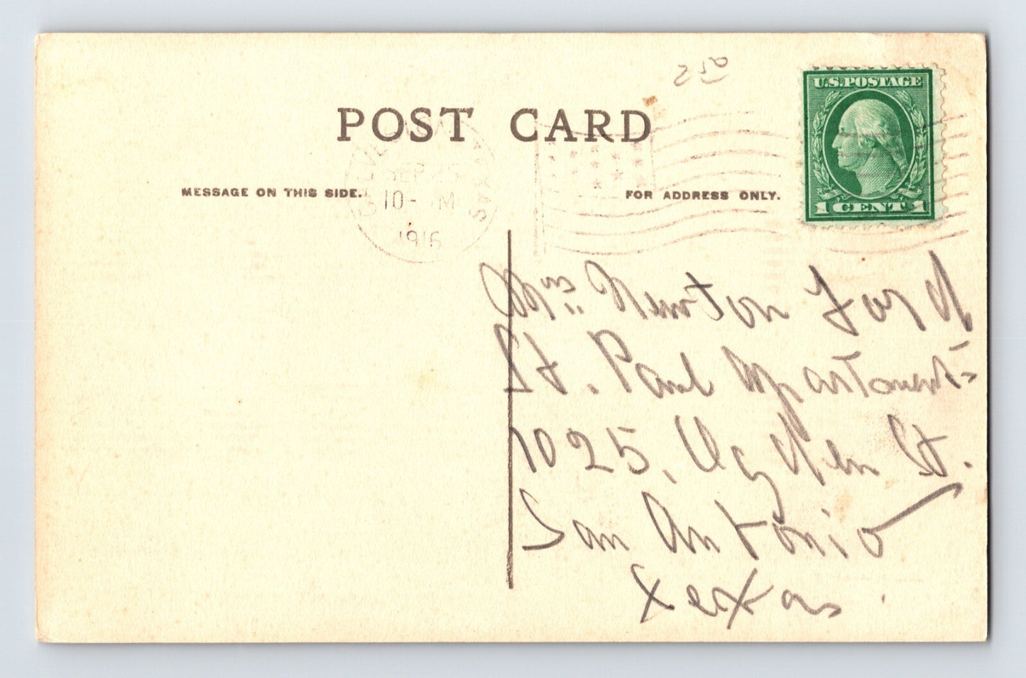 Galveston Texas First Methodist Church 1916 Postcard Posted Hand Colored