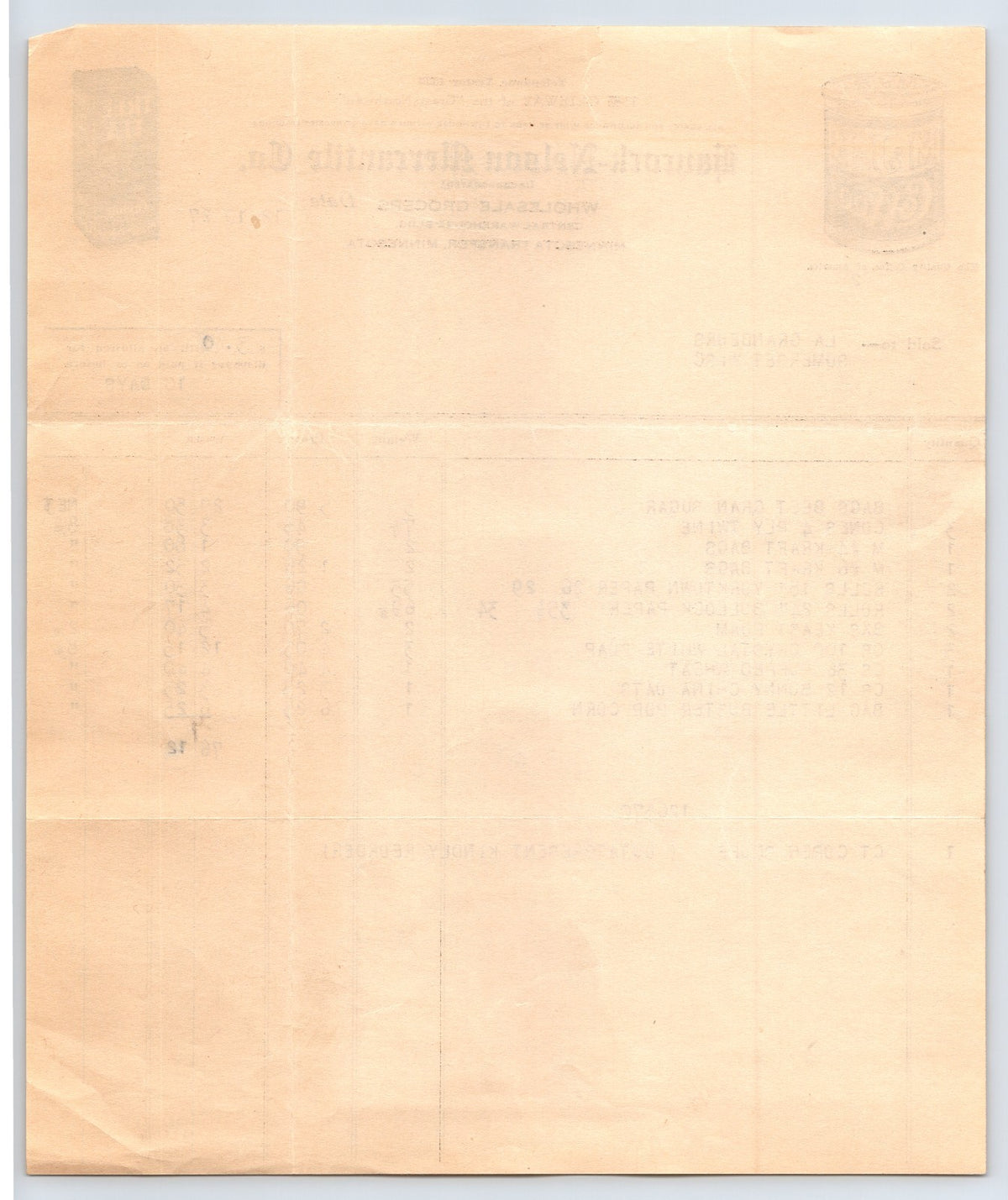 Minneapolis Minnesota 1927 Hancock Nelson Mercantile Billhead 8 x 9