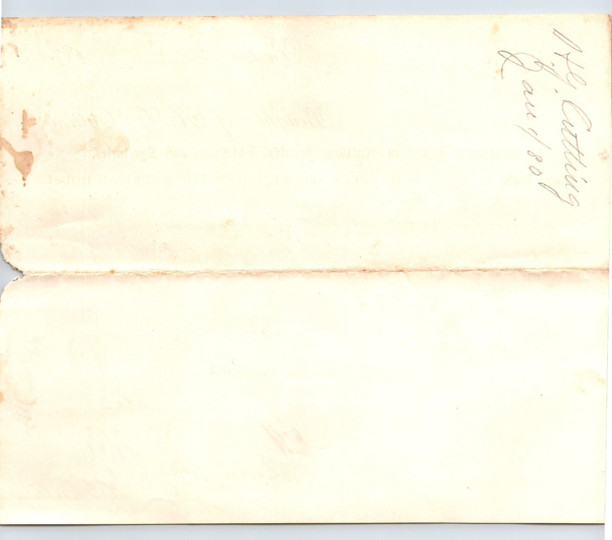Boston Massachusetts 1880 H G Cutting Jeweler Diamonds Billhead - 8.5 x 7