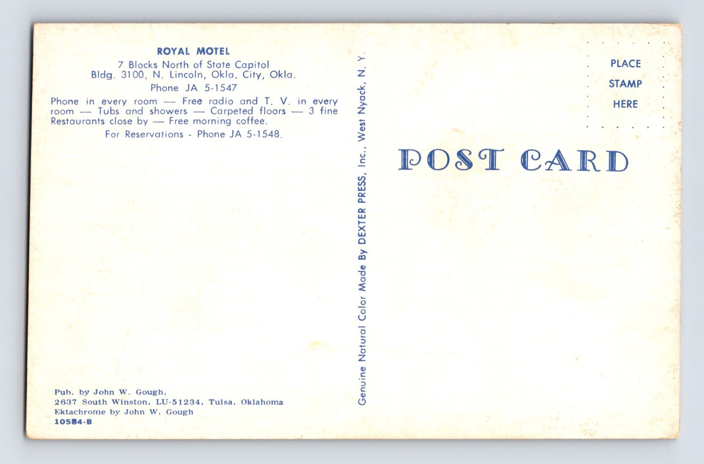 Oklahoma City Oklahoma Royal Motel 1960s Postcard Unposted Chrome
