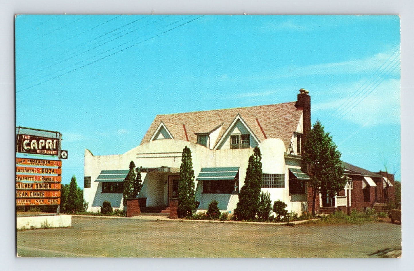 Port Ewen New York Capri Restaurant roadside building 1960s chrome postcard
