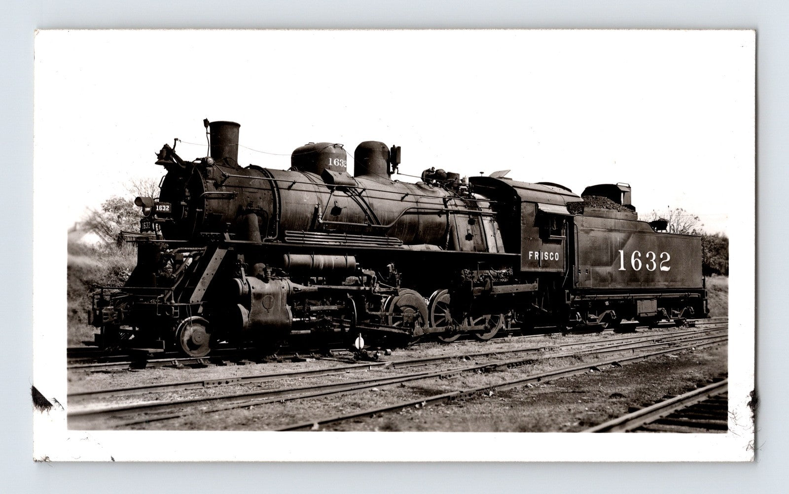 Frisco Railroad locomotive 1632 steam engine Springfield Missouri 1949 photo