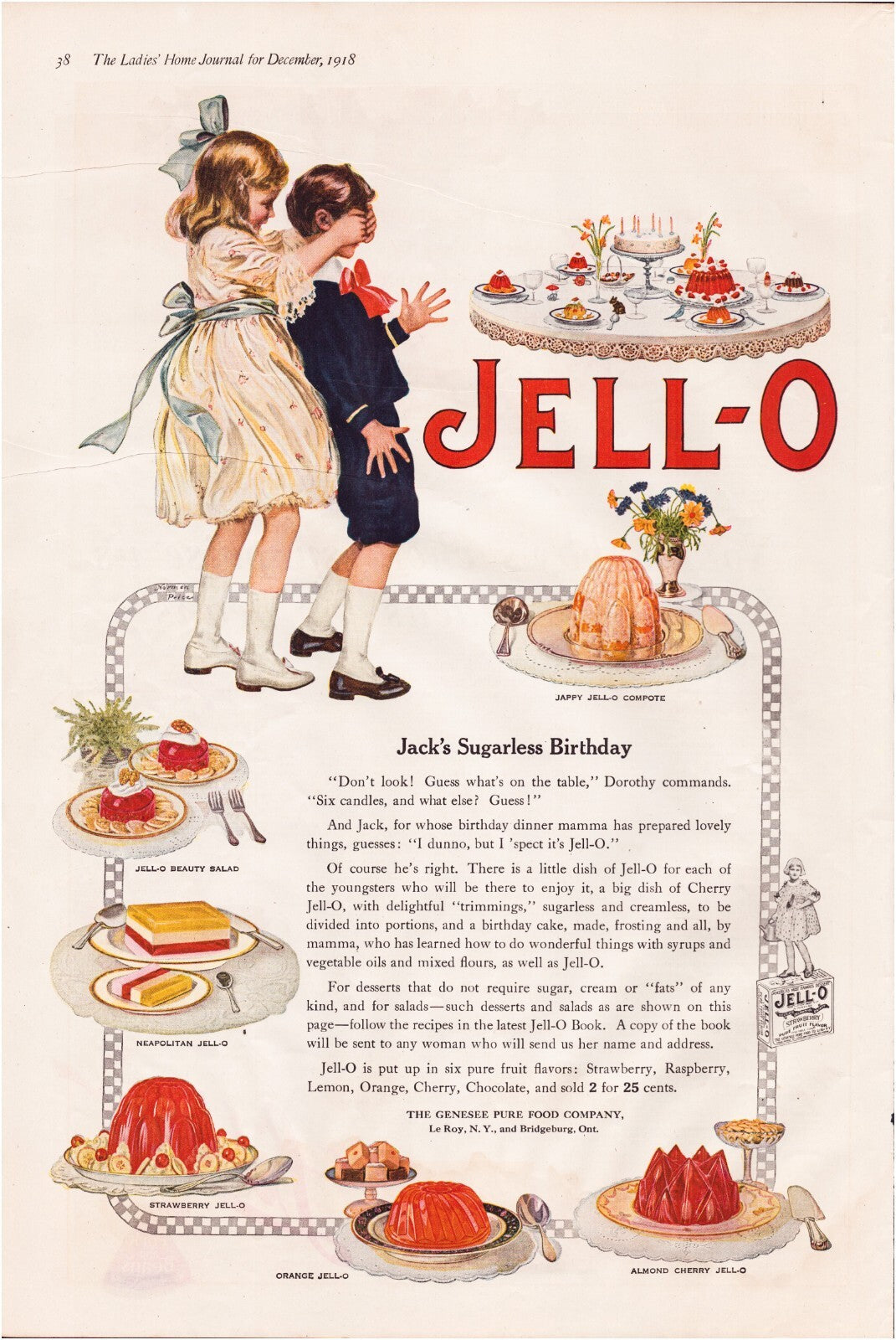 Jell-O 1918 Children Surprise Birthday Party Print Ad Full Page 11 x 16