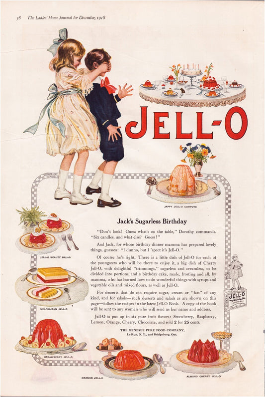 Jell-O 1918 Children Surprise Birthday Party Print Ad Full Page 11 x 16