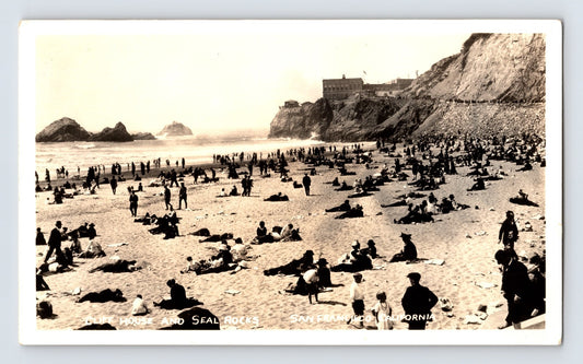 San Francisco California Cliff House Seal Rocks Ocean Beach 1930s Photo 3.5 x 6
